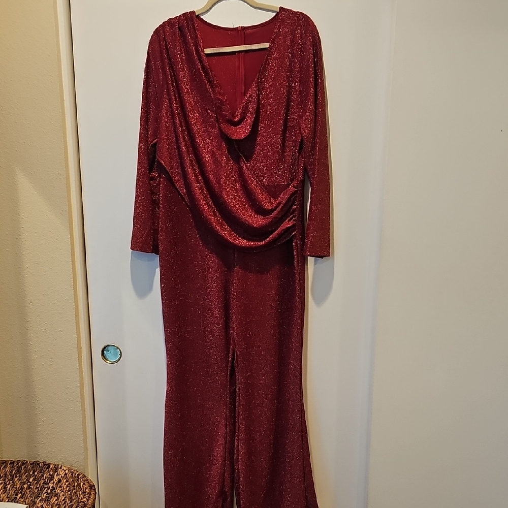 SHEIN Curve Red Glitter Fabric